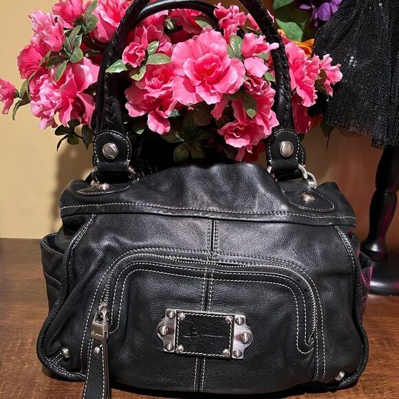 B MAKOWSKI LEATHER BLACK PURSE WITH BRAIDED SHOULDER WITH DUSTBAG - Picture 2 of 10